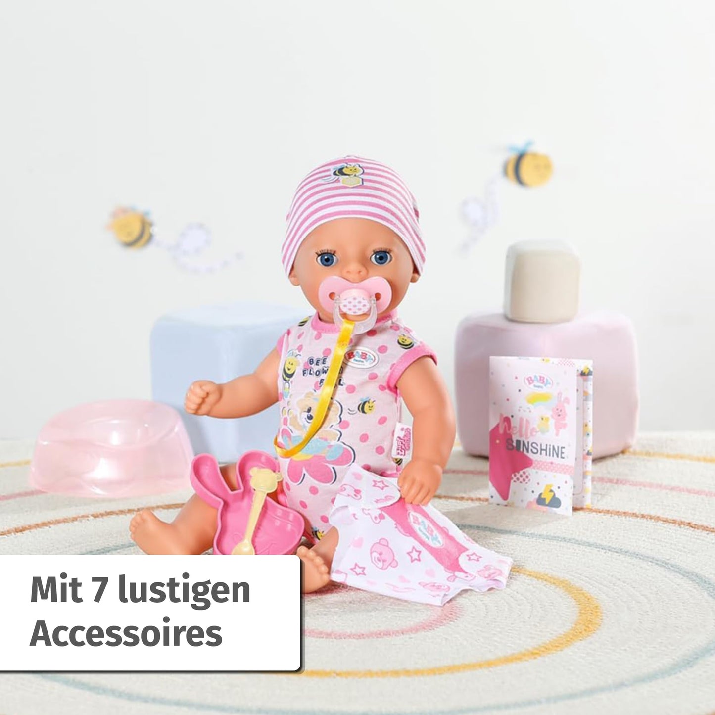 BABY born Lena 36cm, baby doll with 7 functions for toddlers aged 1 year and up, battery-free operation, 36 cm in size, black.