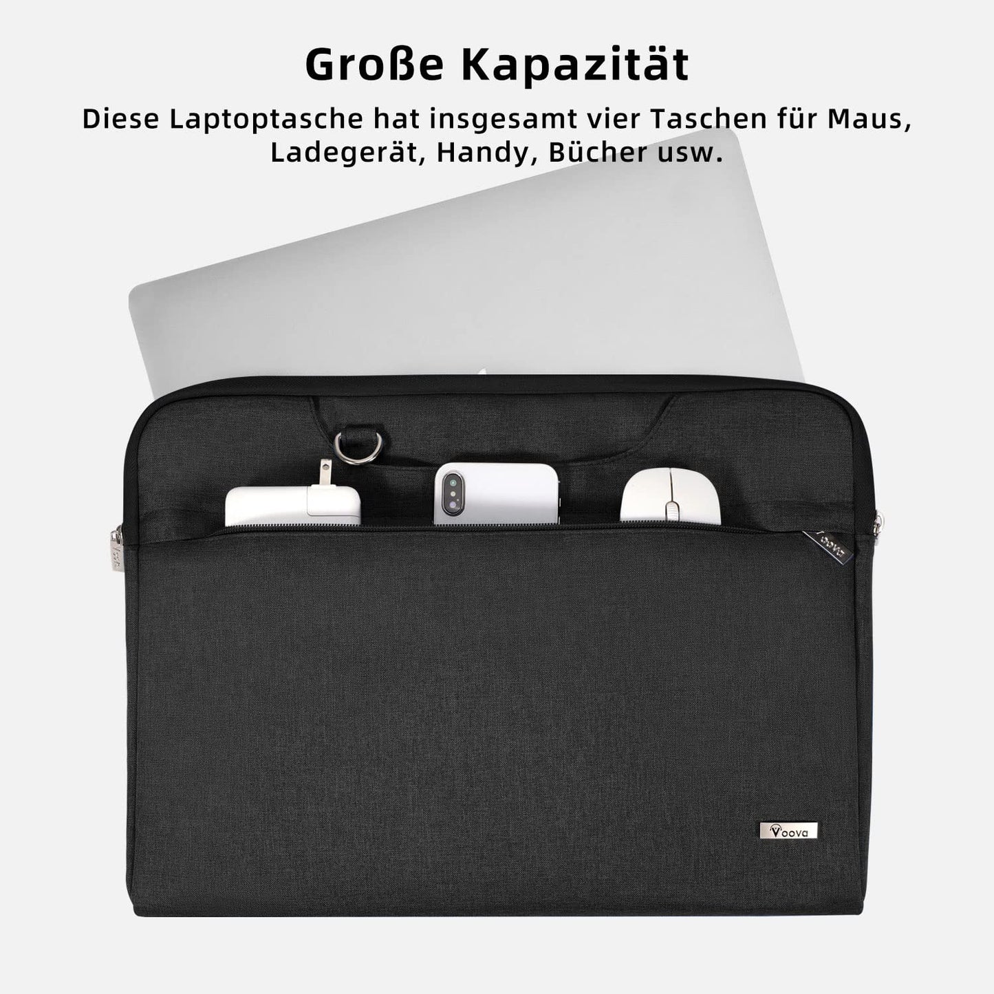 Voova Laptop Bag 15 15.6 16 Inch Notebook Shoulder Bag Messenger Bag Tote Bag Lightweight with Hideable Handle for Laptop 15.6 Black