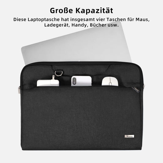 Voova Laptop Bag 15 15.6 16 Inch Notebook Shoulder Bag Messenger Bag Tote Bag Lightweight with Hideable Handle for Laptop 15.6 Black