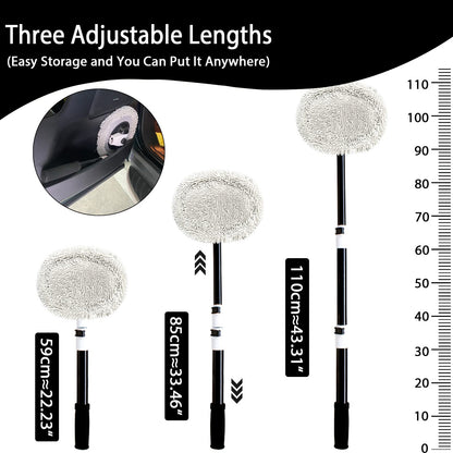 15° Angle Car Wash Brush With Long Handle Telescopic Pole 43" Aluminum Auto Brushes Soft Car Wash Mop Scratch Cleaning Brushes For Truck SUV RV Brush, Wash Brush Motorhome Microfiber Mop