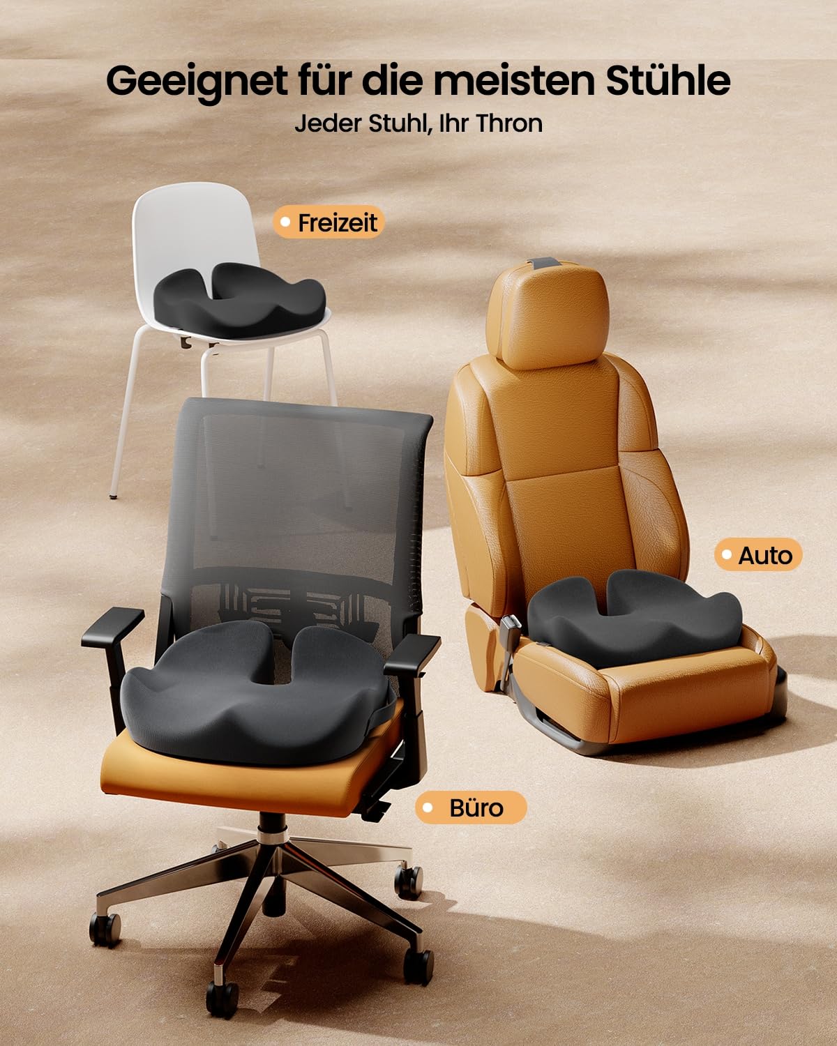 ProtoArc Seat Cushion Office Chair Ergonomic, Orthopedic Seat Cushion Relieves Coccyx, Sciatica, Hip, Memory Foam Cushion for Wheelchair, Car, Plane, All-Day Comfort Coccyx Cushion