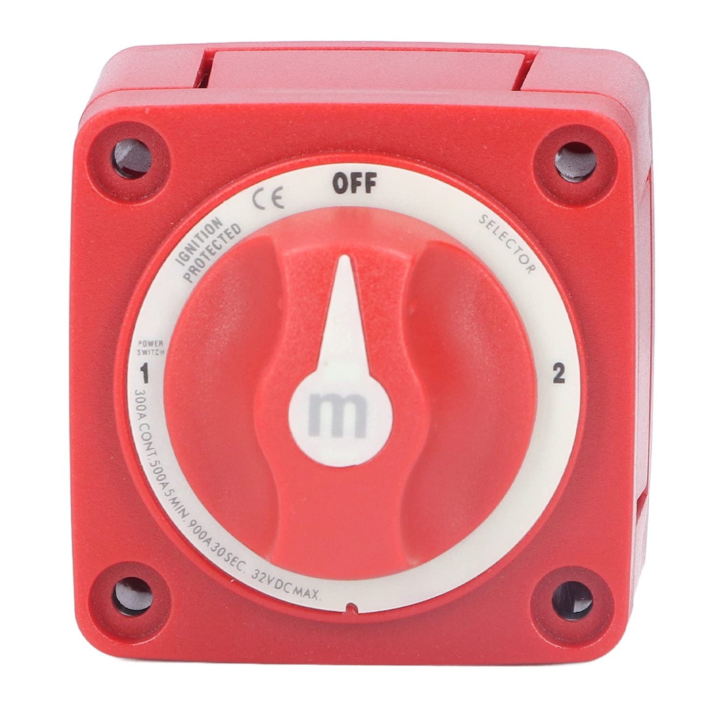 Akozon 300A 3-Position Dual Circuit Battery Switch Isolator for Marine, Boats, Car, Truck, Trailer, RV, red, Toggle Switch, manual, rotatable
