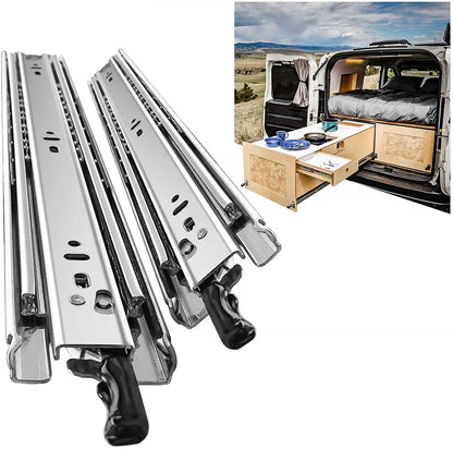 SHUHANG Heavy Duty Drawer Slides Full Extension 500mm with Lock, Ball Bearing Capacity 68 KG, Load Capacity, Side Mount, 1 Pair (2 Pieces)
