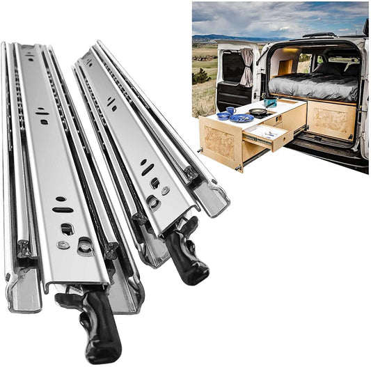 SHUHANG Heavy Duty Drawer Slides Full Extension 500mm with Lock, Ball Bearing Capacity 68 KG, Load Capacity, Side Mount, 1 Pair (2 Pieces)