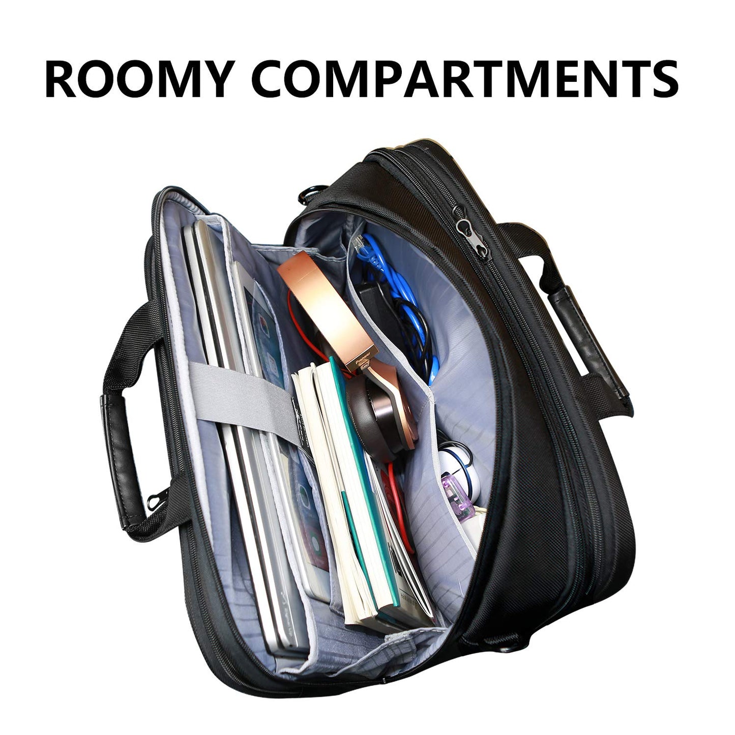 KROSER Laptop Bag XXL 18.5 Inch Shoulder Bags Business Briefcase Fits Up to 18 Inch Water-Resistant Messenger Bag Expandable Capacity for Travel/School/Men/Women-Black PRIME