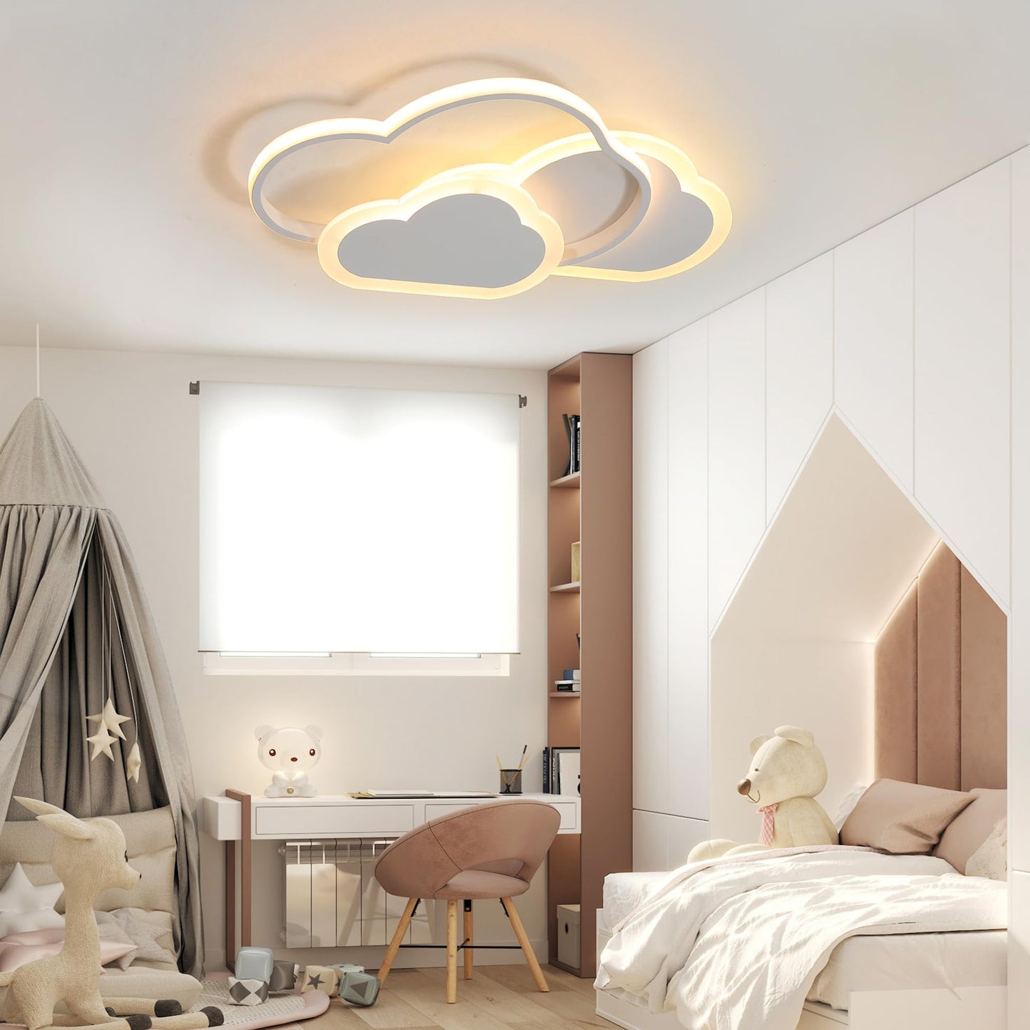 YUEEU 42CM LED Ceiling Light for Bedroom, Dimmable Children's Room Cloud Ceiling Lamp, Cloud Lamp with Remote Control, Ceiling Lights for Kids, Nursery Night Light.