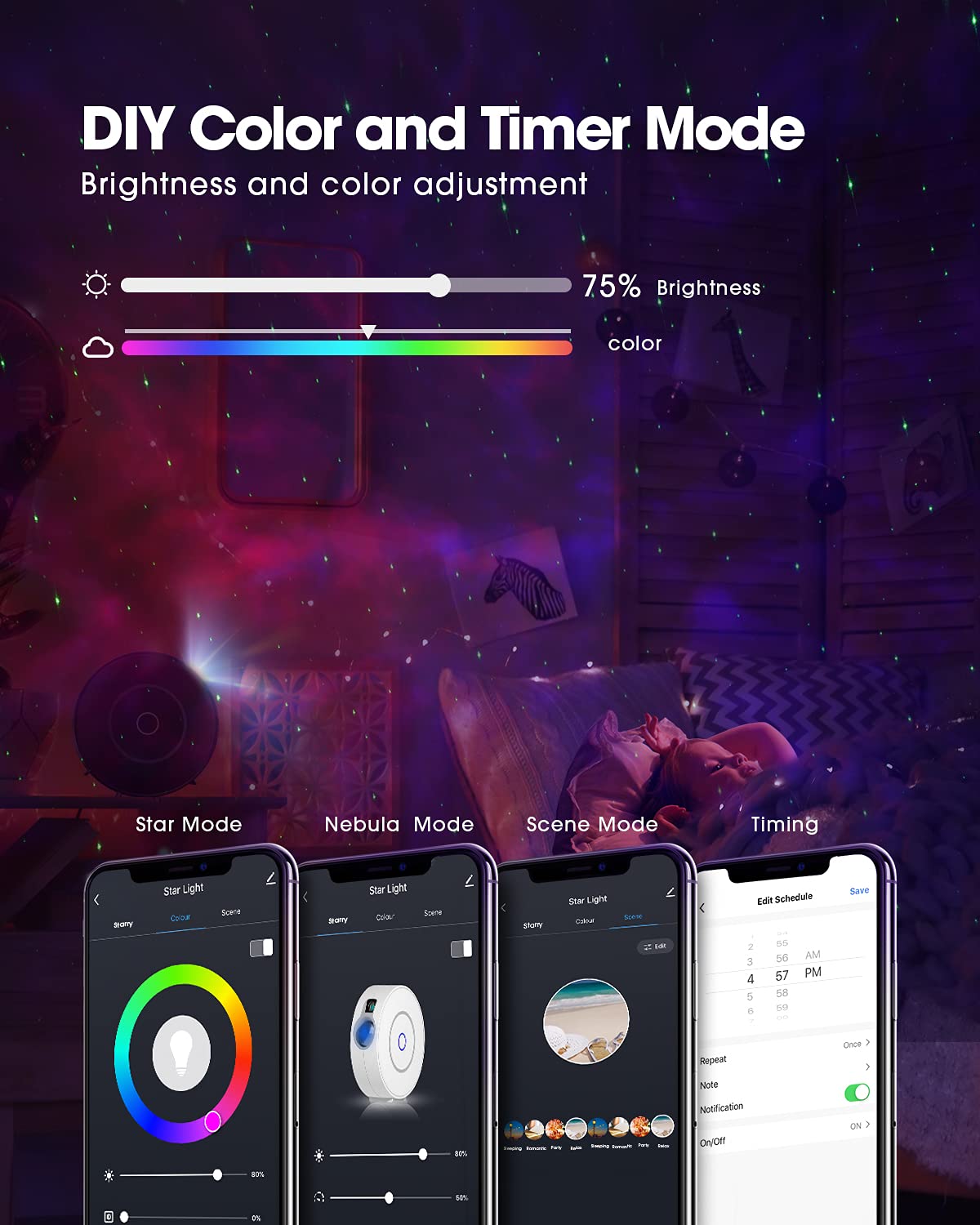 SUPPOU LED Alexa Starry Sky Projector, Smart Night Light 3D Galaxy Star Projector Lamp for Kids Adults with RG Dimming/Voice Control/WiFi Connection/Compatible with Alexa Google Assistant