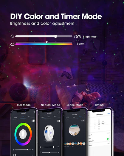 SUPPOU LED Alexa Starry Sky Projector, Smart Night Light 3D Galaxy Star Projector Lamp for Kids Adults with RG Dimming/Voice Control/WiFi Connection/Compatible with Alexa Google Assistant