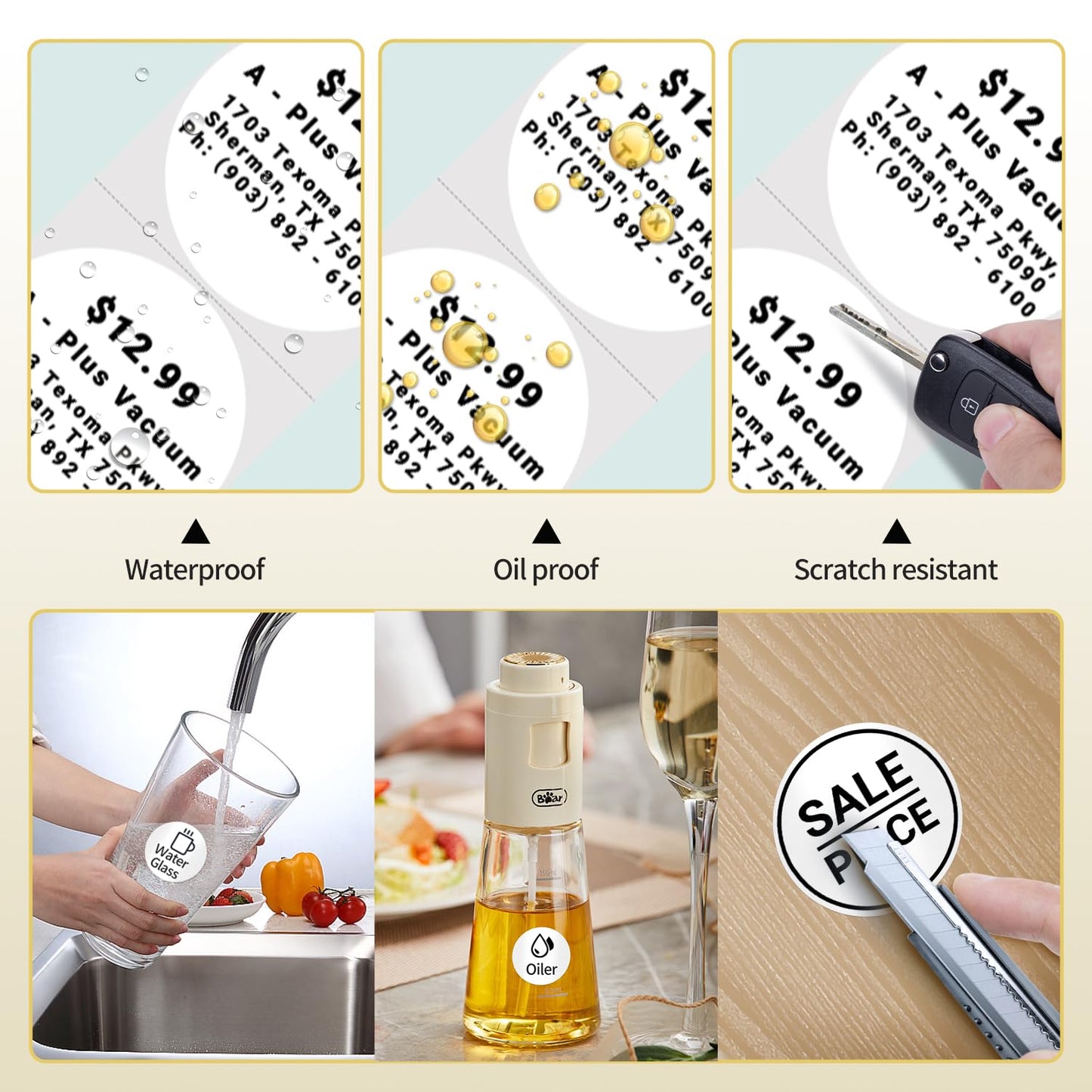 Phomemo 3 rolls multifunctional round label, 50 x 50 mm (1.96" x 1.96"), 140 labels per roll, total of 3 rolls, compatible with Phomemo M110 M200 M120 M220 M221 label printers.