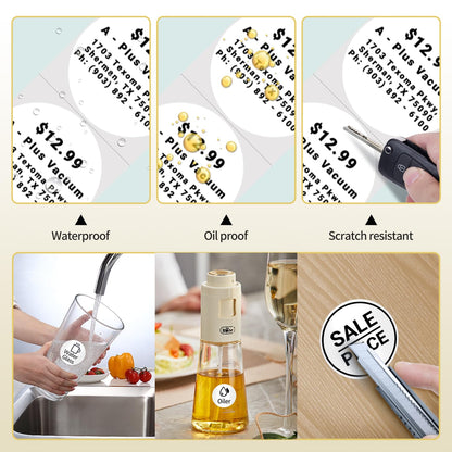 Phomemo 3 rolls multifunctional round label, 50 x 50 mm (1.96" x 1.96"), 140 labels per roll, total of 3 rolls, compatible with Phomemo M110 M200 M120 M220 M221 label printers.
