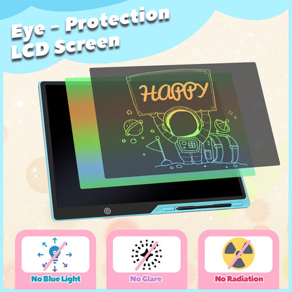 Kinayue LCD writing tablet for kids, Rechargeable drawing board, Preschool learning toy Christmas birthday Easter gift 3 4 5 6 7 years old girls boys (21 inch-Blue)