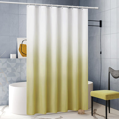 Furlinic Shower Curtain 180x200cm Fabric curtains Waterproof Anti-mold Washable Bathroom Curtain for Bath in Bathtub White to Light Taupe with 12 Shower Rings.
