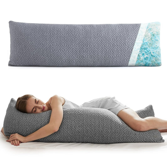NOFFA Side Sleeper Pillow 39 x 137 cm Long pillow for side sleepers with shredded memory foam Pregnancy pillow Viscoelastic foam body pillow with cover, adjustable filling