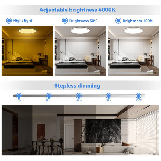 Pleasure 42cm LED ceiling light dimmable with remote control, 32W 4000K/RGB ceiling lamp color changing LED panel with night light, ultra-thin round LED lamp for children's room bedroom kitchen living room balcony.