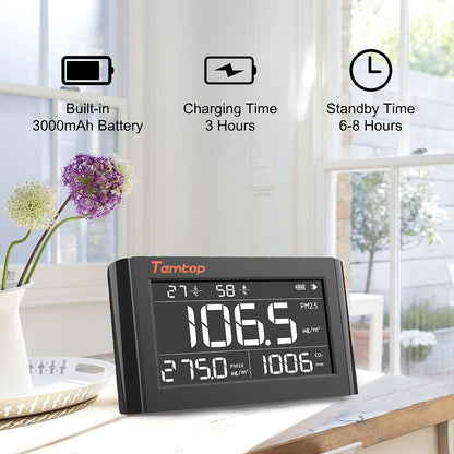 Temtop Air Quality Monitor Indoor Air Quality Detector for CO2 PM2.5 PM10, P1000