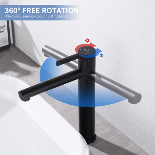 HOMELODY Black Bathroom Faucet High 360° Rotation Mixer Tap Sink Faucet Stainless Steel Water Tap Bath