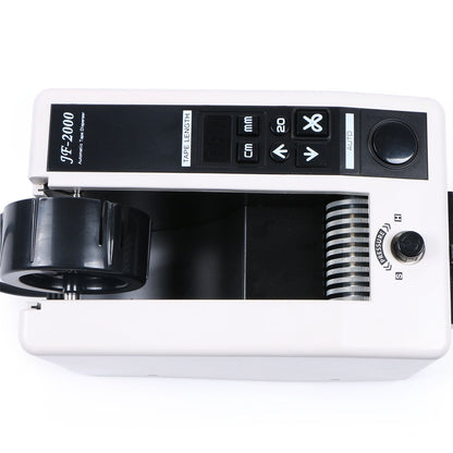 Automatic tape dispenser JF-2000 for widths of 7-50 mm, lengths of 20-999 mm.