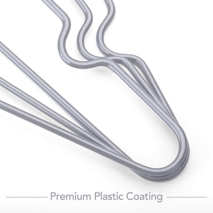 HOUSE DAY 40 Pack Gray Hangers Rubber Coated Metal Wire Hangers Non-Slip Space Saving Thin 0.4cm Thick