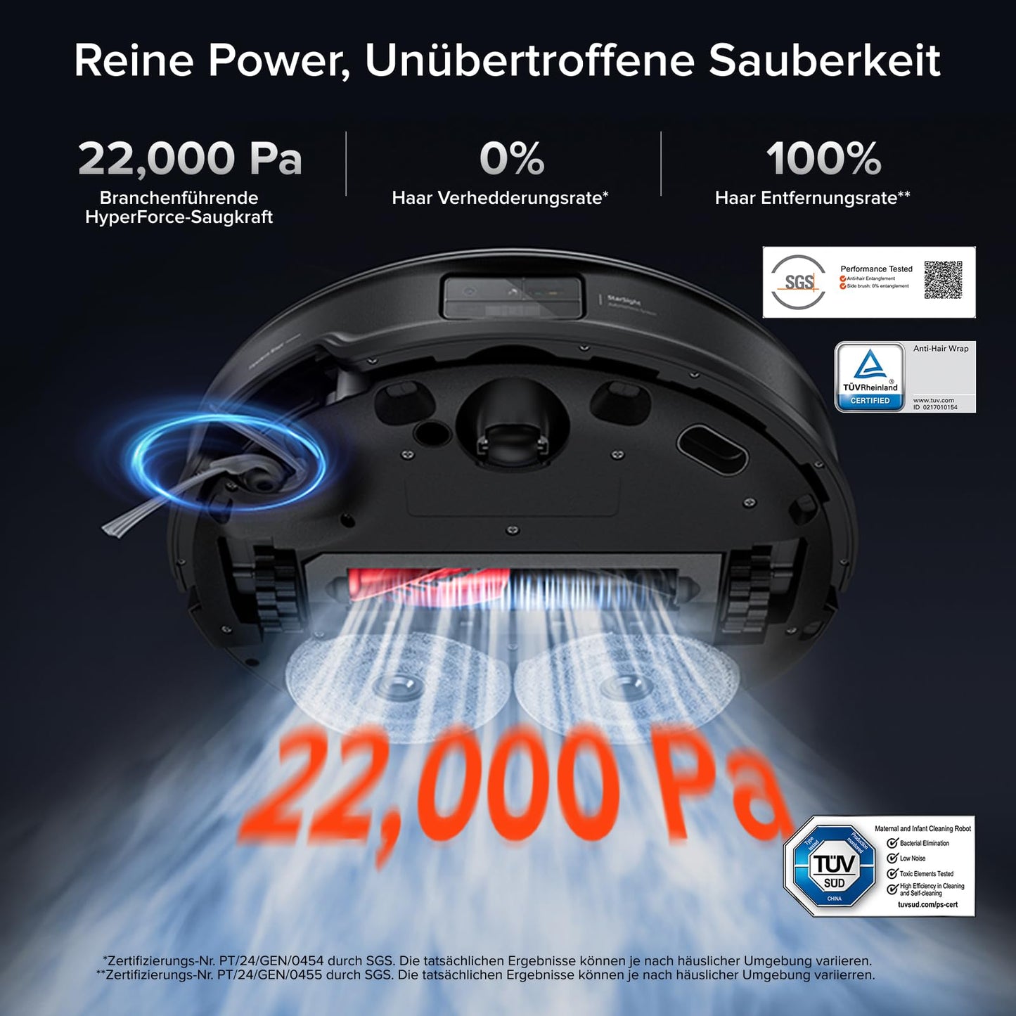 Roborock Saros 10R robotic vacuum cleaner with mopping function and customizable mop, 7.98cm Ultra-Slim Design, StarSight System 2.0, Zero-Tangle System