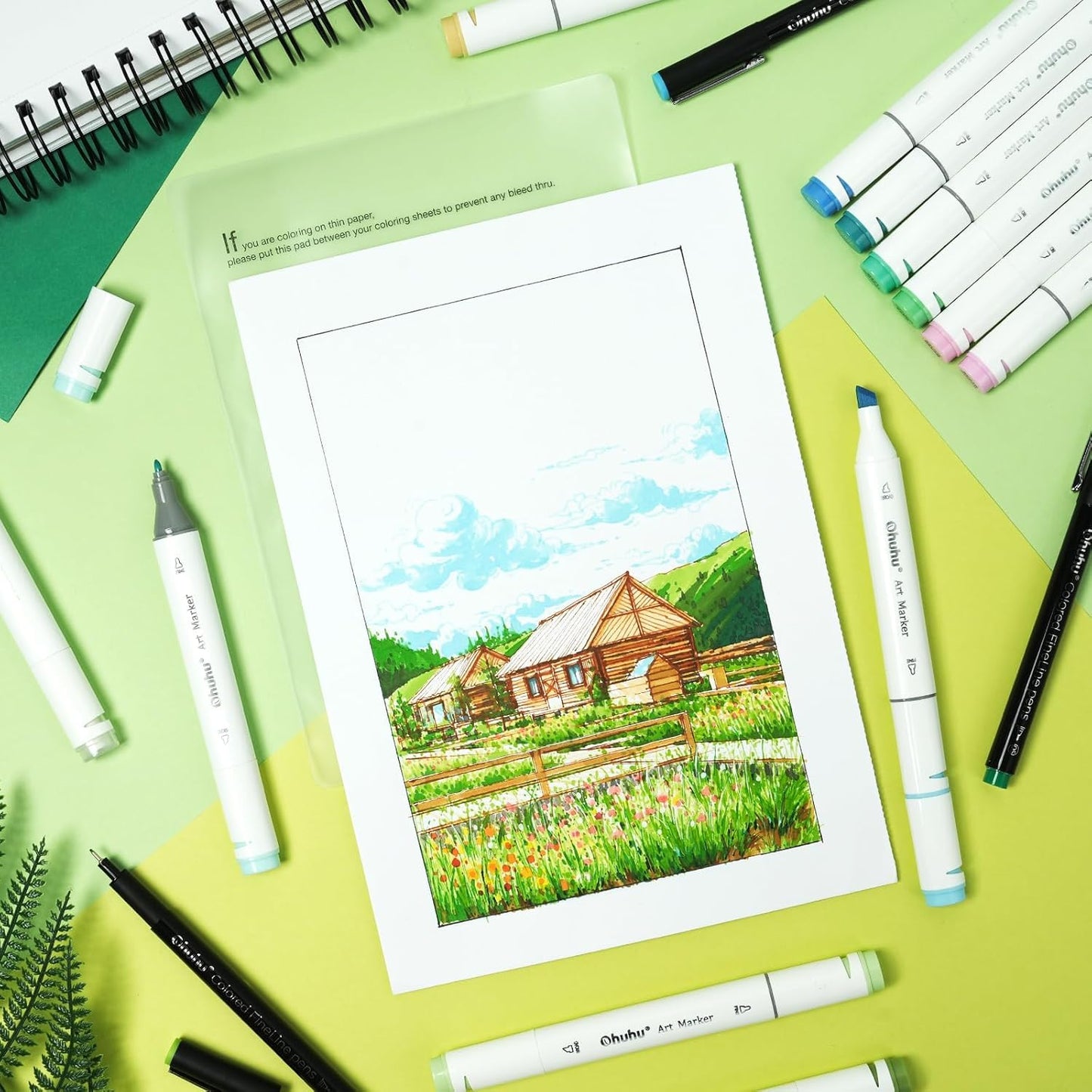 Ohuhu Marker Pen Set, Permanent Marker Set Chisel & Fine Double-Ended Art Sketch Twin Markers with Carry Bag for Painting, Coloring, Underlining, Ohuhu Series