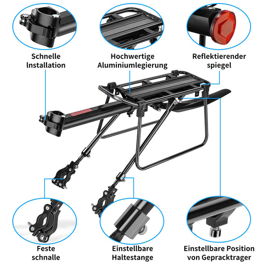 SPGOOD Bicycle Luggage Rack Set [24-29 Inch] Adjustable Universal Aluminum Alloy Mountain Bike Luggage Rack with Reflector, Quick Release, and Mounting, Maximum Load 100kg.
