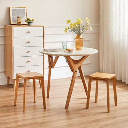 IBUYKE 4-piece dining stool set, wooden stacking chair with non-slip mat, stackable stool for classroom, your kitchen, dining or home pub area, wood color, RF-1501-4