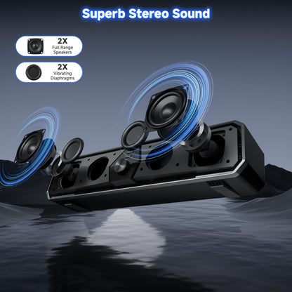 SENZER CS30 PC speakers, speakers for PC computer, black PC soundbar, USB powered, and Bluetooth mode for smartphones and mobile devices. Works for PC (not 3.5mm jack).