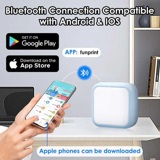 GuKKK Mini Printer, Mobile Photo Printer, Portable Mini Photo Printer, Wireless Photo Printer Thermal Printer, with 13 Rolls of Printer Paper and 5 Colored Pencils, Smartphone Bluetooth Printer, for Lists, Journals