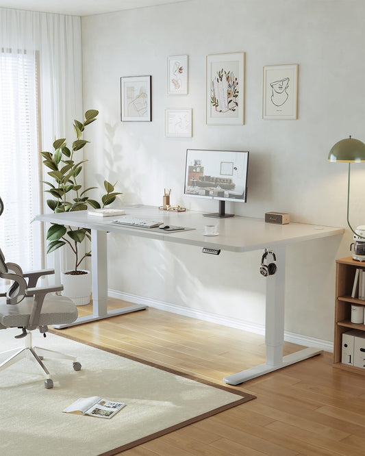 JUMMICO Height Adjustable Desk with USB Charging Port 200 x 80 cm, Electric Height Adjustable Desk, Standing-Sitting Table Standing Desk Adjustable Computer Table, Standing Desk, Gray