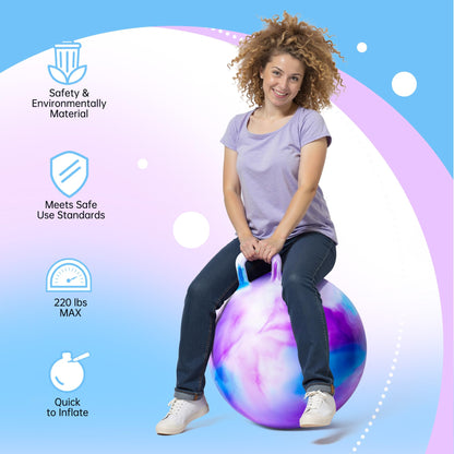 U&C Planet Hopping Ball 70 cm Hopper Balls with Handle Hopper Toy for Teens and Adults aged 16+ years Garden Game Sport Yoga Training, Cloud Purple