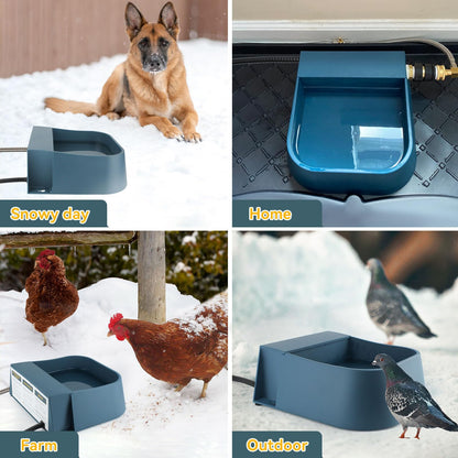 NAMSAN Heated Water Bowl Anti-Freeze Water Bowl with Floater Drinking Bowl with Water Connection for Dogs/Cats/Rabbits/Chickens