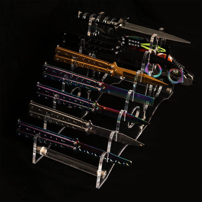 Holds 12 pocket knives Display Stand Knife showcase Collector's knife Display Stand Knife collector Display Stand Acrylic tabletop Knife Stand for pocket knife storage (Transparent)