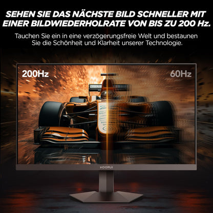 KOORUI G2711P 27-inch gaming monitor, 1ms 200Hz FHD Fast IPS HDR400 screen, 100% sRGB Adaptive Sync VESA 75x75mm.