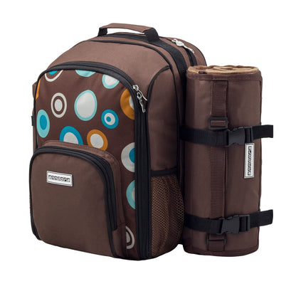 anndora picnic backpack with cooler compartment brown retro + accessories 15 pieces - 2 persons