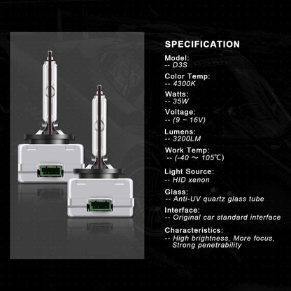 WinPower D3S 35W Bi Xenon Bulb 42V Car Light Discharge Lamp HID Kit 4300K Yellow Light Extreme Vision (2 Bulbs)