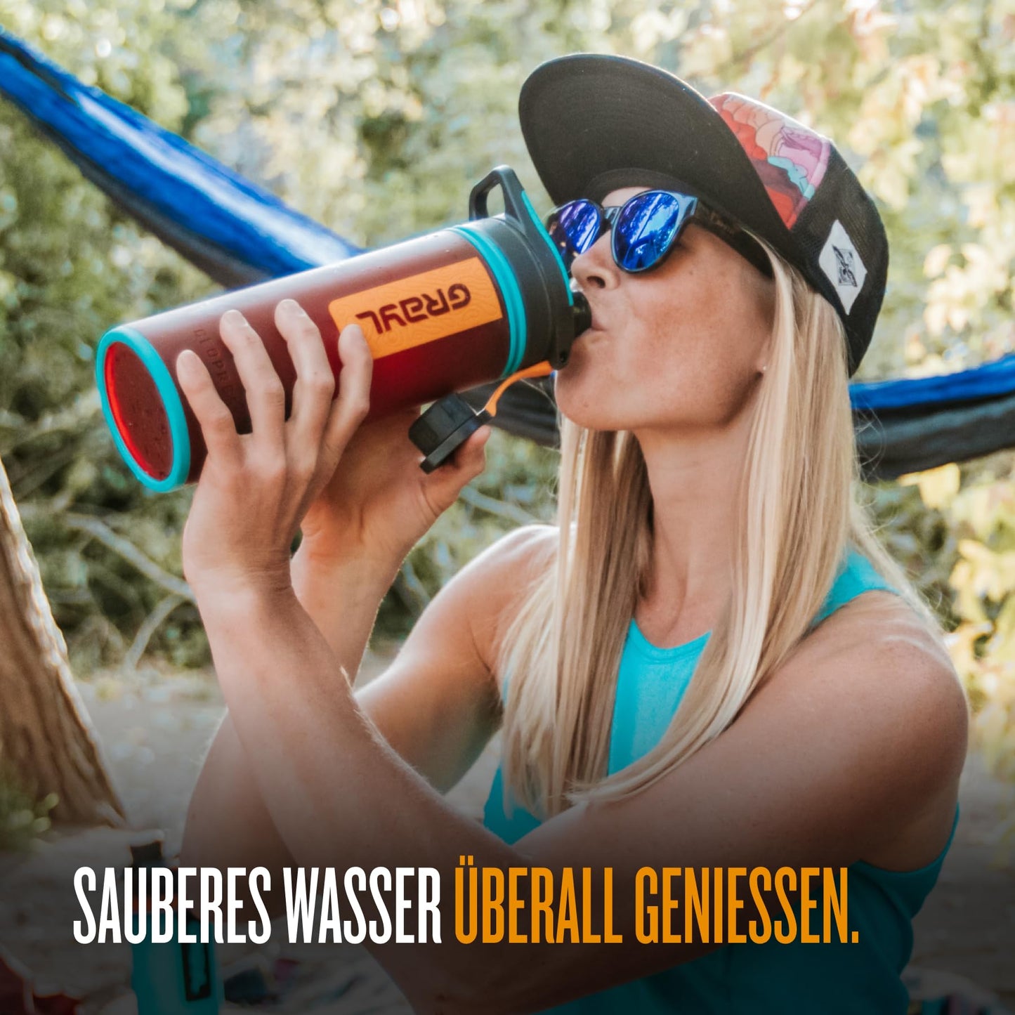 GRAYL GeoPress 710ml (24 oz) drinking water filter bottle - water filter for outdoor hiking, camping, survival, and travel