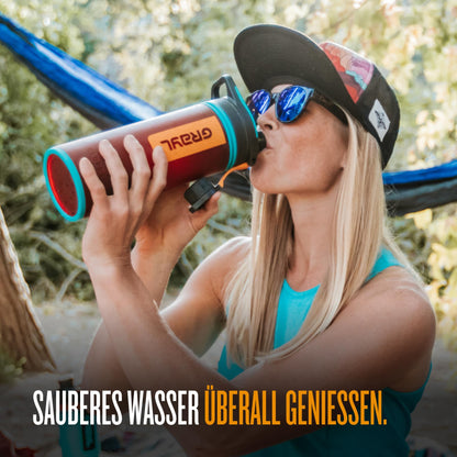 GRAYL GeoPress 710ml (24 oz) drinking water filter bottle - water filter for outdoor hiking, camping, survival, and travel
