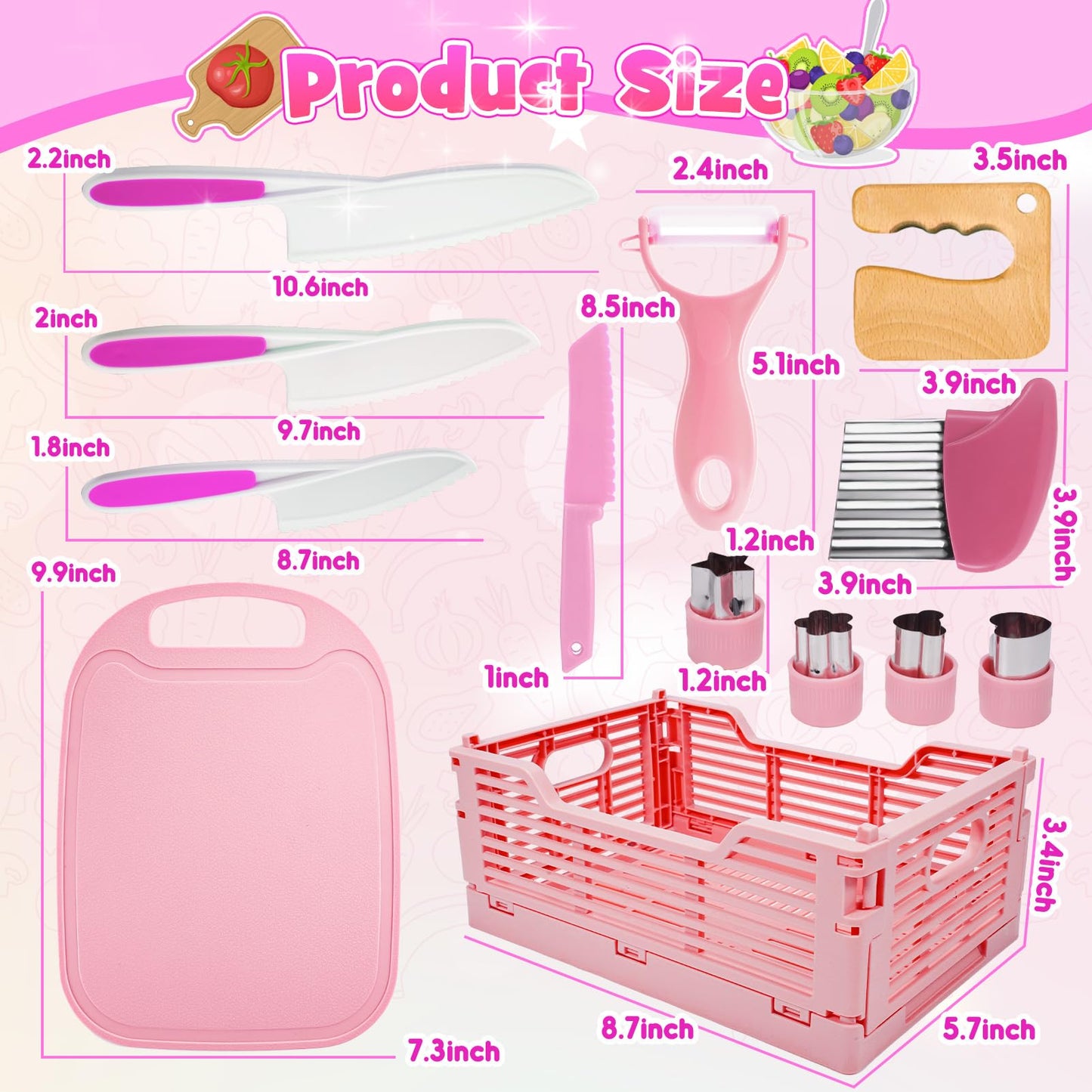 JoltJive kids' knife, kids' knife for 1 2 3 4 5 6 year olds Kids' kitchen with foldable storage box and wavy cutter, Montessori toy as Christmas and birthday gift