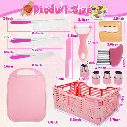 JoltJive kids' knife, kids' knife for 1 2 3 4 5 6 year olds Kids' kitchen with foldable storage box and wavy cutter, Montessori toy as Christmas and birthday gift