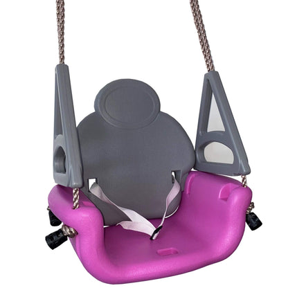 Convertible baby swing seat 3in1 for ages 3 to 12 I Toddler I adjustable I gray pink I Toddler swing seat