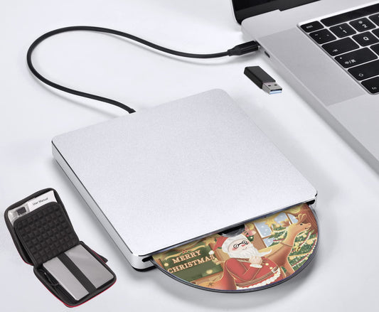 NOLYTH External CD Drive for Laptop, External DVD Drive for Mac MacBook, Slot-in External Optical Drives, Portable USB CD Drive External Burner External Drive for PC Apple Windows Desktop