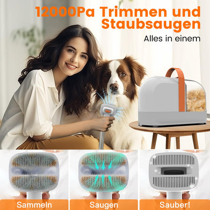 AIRROBO dog grooming machine with vacuum 12000 Pa, pet brush hair remover for dogs cats, quiet grooming machine for dogs with grooming tools, 1.4L dust container, PG10