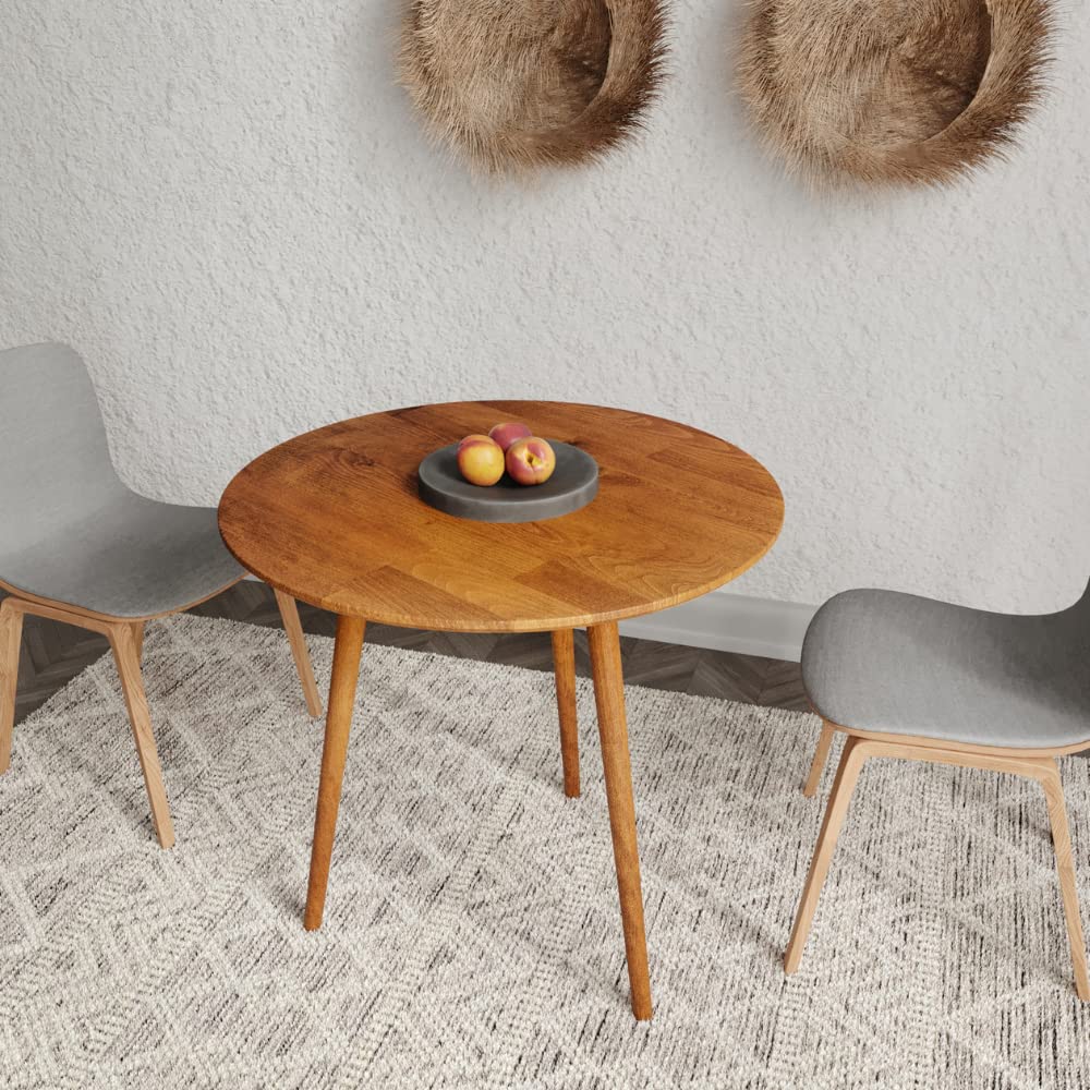 Gozos Oviedo Round Dining Table, Stylish Kitchen Table made of Solid Beech Wood, Wooden Dining Table with Easy Assembly - Solid Living Room Table - Vintage Table Ø 80 cm
