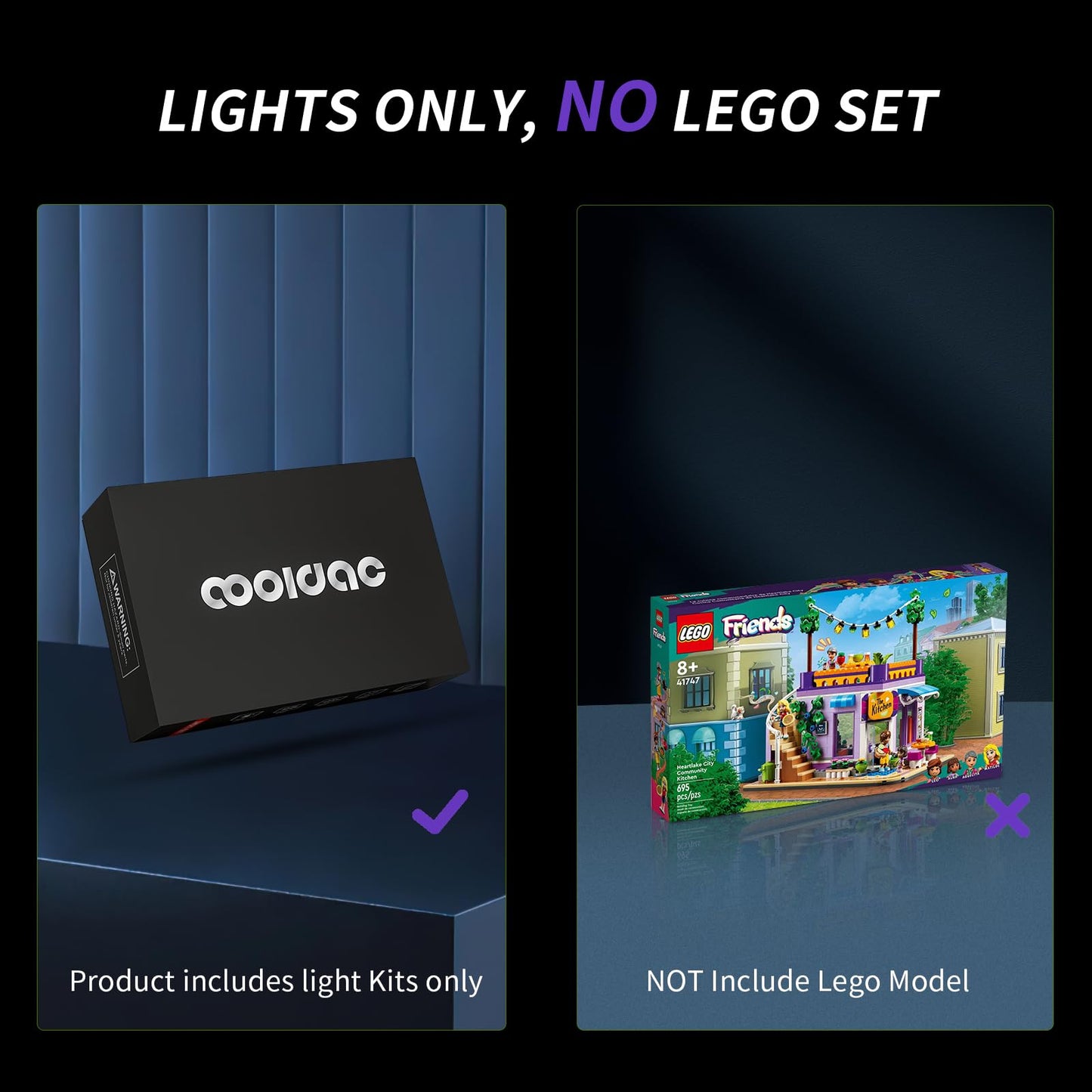 cooldac LED light set Compatible with Lego 41747 Heartlake City Community Kitchen, Light Set Compatible with Lego Heartlake City Community Kitchen Building Blocks Model.