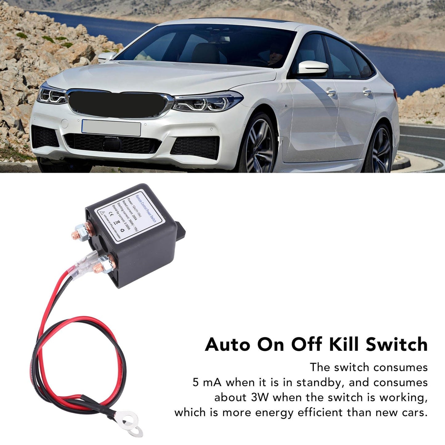 Dpofirs Remote Battery Disconnect Switch, Enhanced switch for vehicles, 12V200A, Black