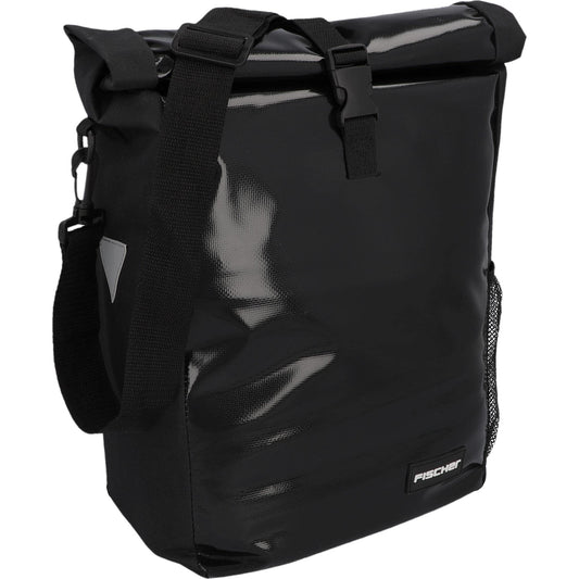 FISCHER Bike Rack Bag Courier, bike bag, messenger bag, reflector, 18 liters, water resistant, black