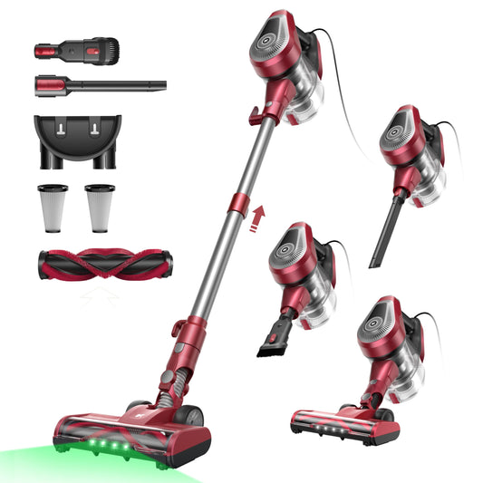 Vexilar C8 Vacuum with cord - 600W/60kPa handheld vacuum with a 7m cord, tangle-free electric upgraded floor brush, 1.5L bagless container for hard floors, carpets, and pet hair.