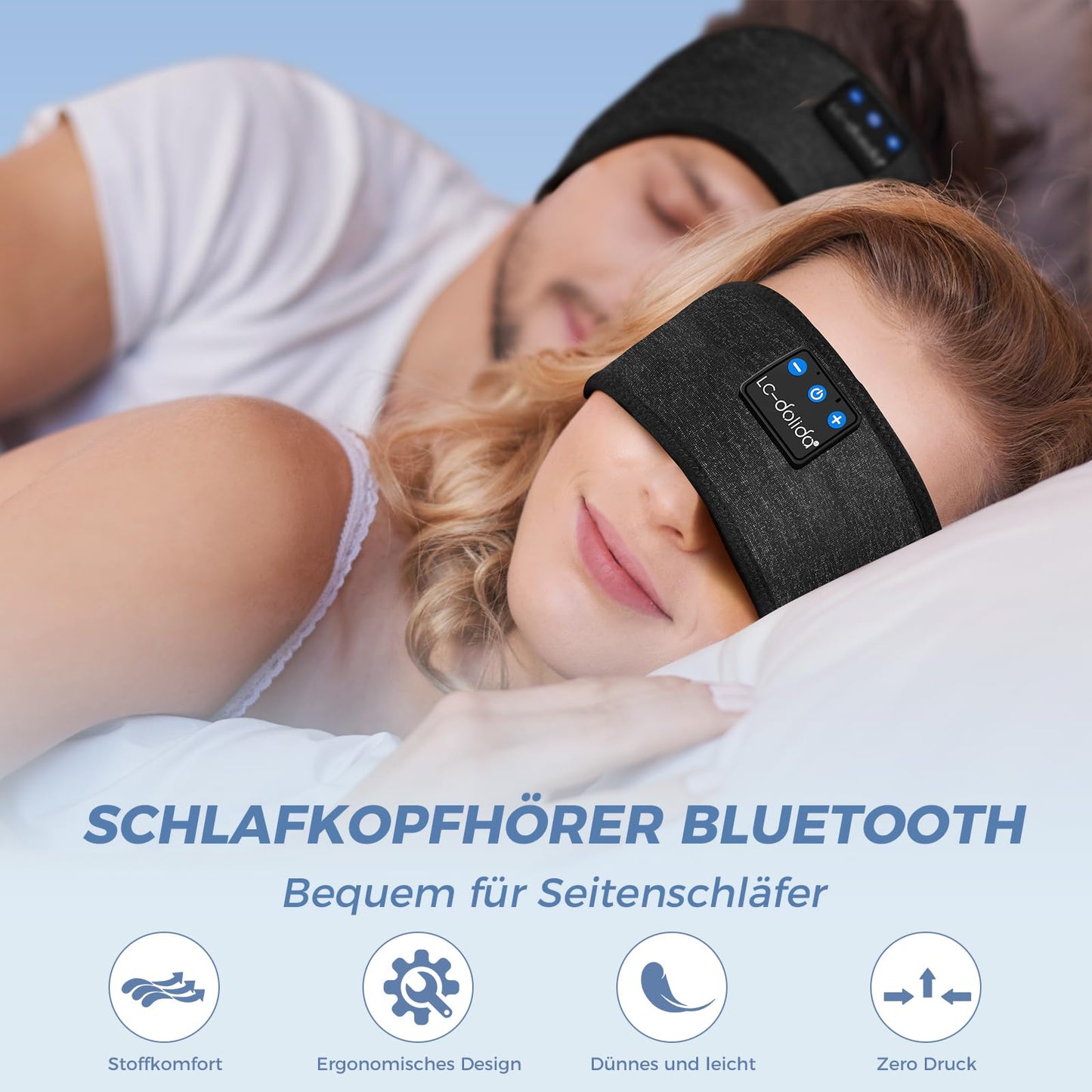 Bluetooth 5.4 Sleep Headphones, Sleep Headband Bluetooth Headphones for Sleeping, Comfortable Sports Headband for Side Sleepers, sports training, jogging, yoga, traveling