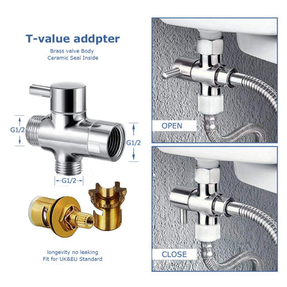 Handheld shower bidet for bidet faucets WC with G1/2" valve and a G3/8" toilet adapter Stainless steel shower head Diaper shower Pet bath
