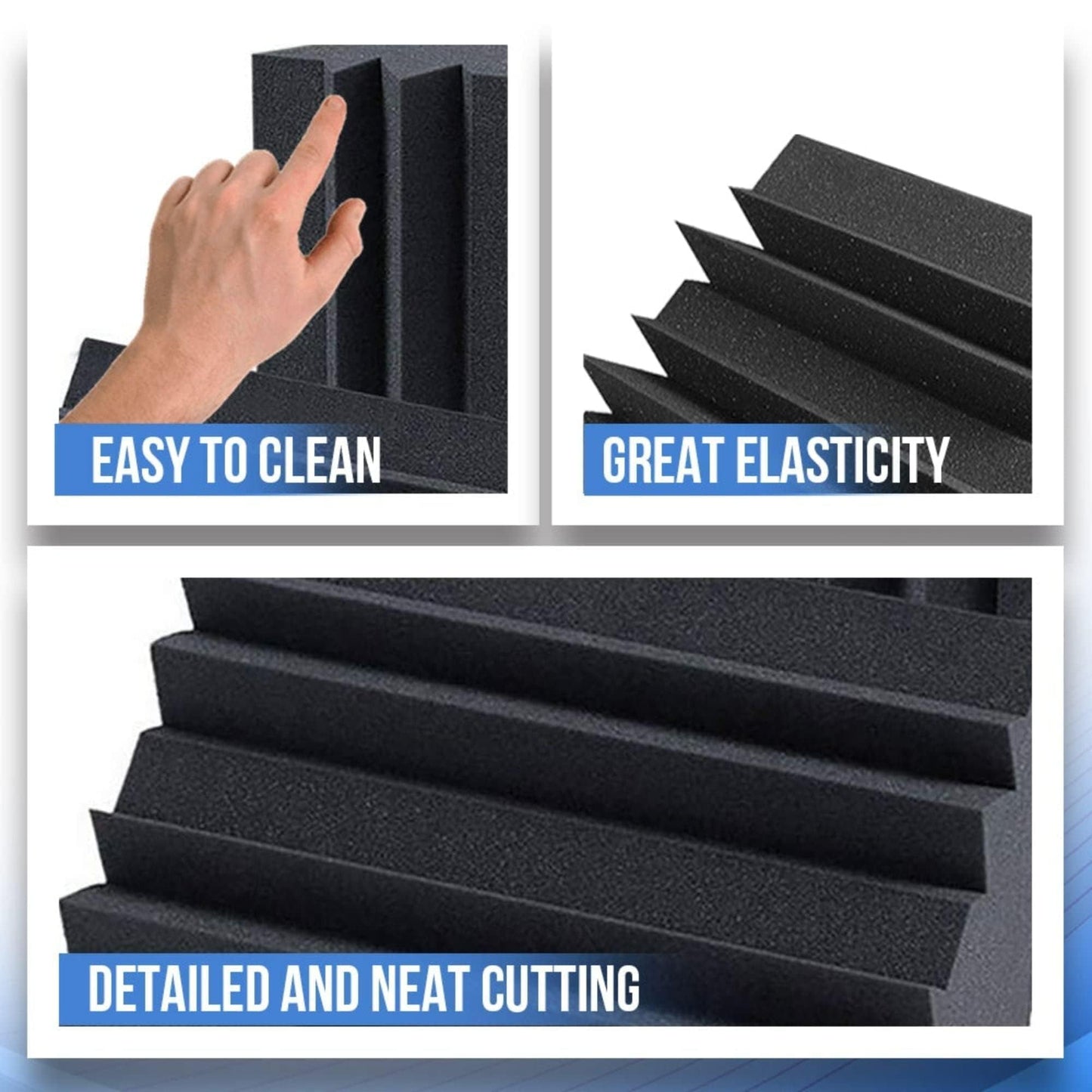 Arrowzoom 12 Acoustic Foam Tiles Long Bass Traps 12x12x24cm Soundproofing Wall Decor Sound Absorbers Broadband Absorbers Recording Studio Soft Foam Black 1133